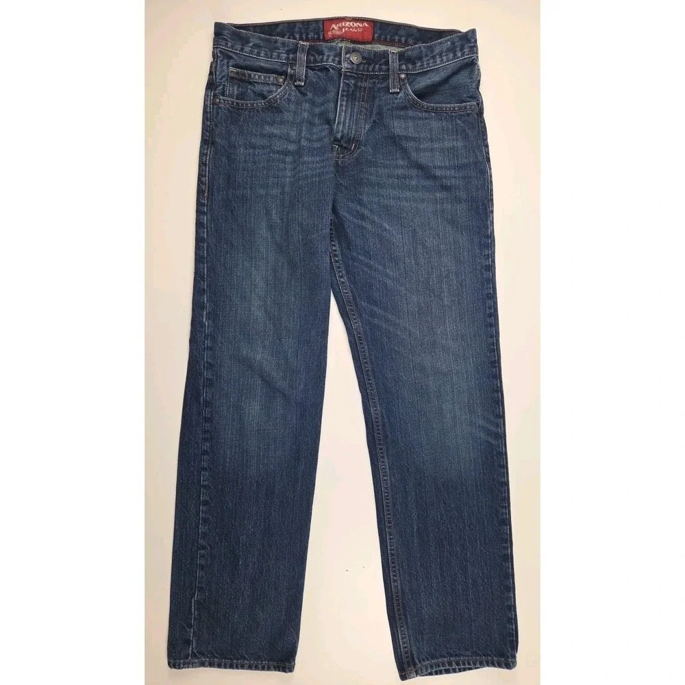 Arizona Vintage Men's Relaxed Straight Distressed 100% Cotton Blue Jeans 30 x 30